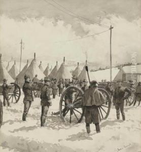 Leadville's Determined Strike--the Denver City Battery At Camp Mcintire by Frederic Remington