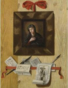 A Trompe L'oeil Wall Arrangement With Madonna And Letters