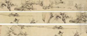 Landscape Along The River by Hong Ren