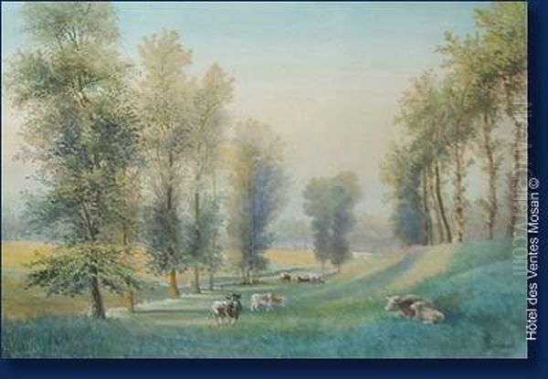 Paysage Anime Aux Vaches - view 1
