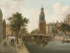 The Singel Towards The Torensluis And The Jan Roodenpoort,amsterdam by Fredericus Theodorus Renard