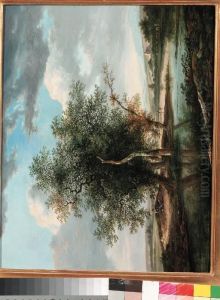 A River Landscape With A Traveller Resting By Trees, Anglers And Ashepherd Beyond by Fredericus Theodorus Renard