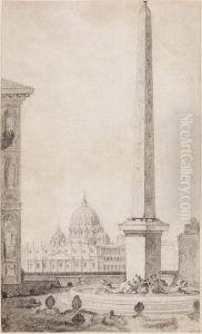 View Of St. Peter's From The Medici Garden by Jean Augustin Renard