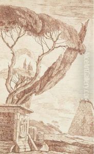 Caprice Avec La Pyramide De Cestius by Jean Augustin Renard