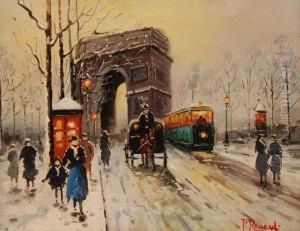 Paris Winter Street Scene by Paul Renard