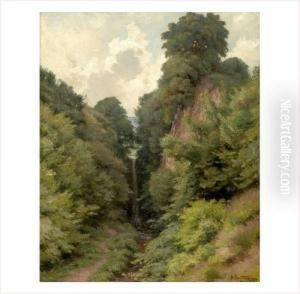 La Cascade De Rossignol A Grasse (alpes Maritimes) by Alfred Renaudin