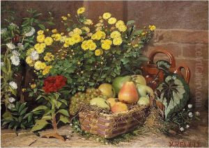 Still Life With Flowers And Fruit by Victor Jacques Renault Des Graviers
