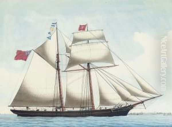 The Topsail Schooner 
Julia 
 Of Fowey Entering The Port Of Leghorn - view 1