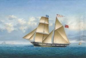 The Brigantine Favourite Under Full Sail Off Ailsa Craig The Brigantine Favourite Under Full Sail Off Ailsa Craig