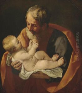 Saint Joseph Holding The Christ Child by Guido Reni