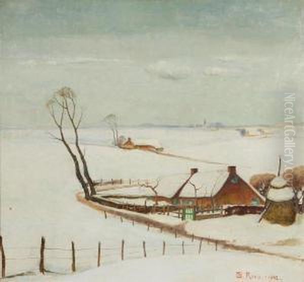 Winter Landscape With Farmhouses - view 1