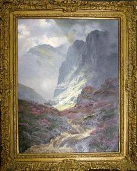 Deer In A Highland Landscape - view 1