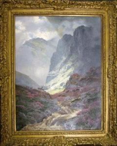 Deer In A Highland Landscape by George Melvin Rennie