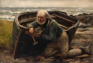 Fiskare Vid Stranden by Emile Renouf