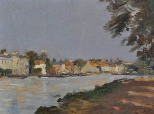 Impressionist River Scene by Jules Ernest Renoux