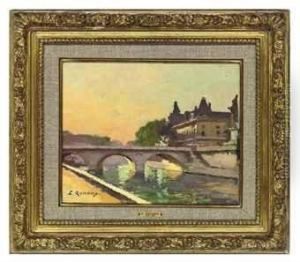 Le Pont St. Michel, Paris by Jules Ernest Renoux
