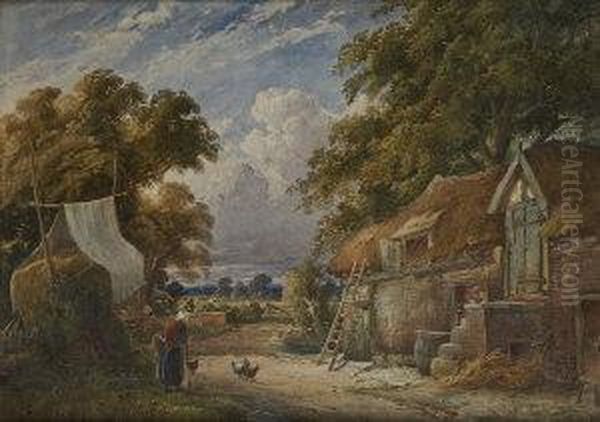 Figure And Cottage In A Rural Landscape - view 1
