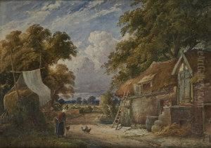 Figure And Cottage In A Rural Landscape