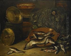 Stilleben Med Insjofisk Och Fiskeredskap by Jan Rentinck