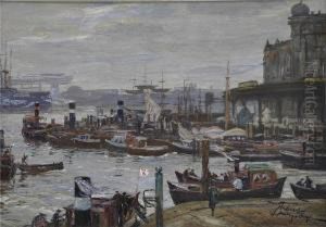 Blick In Denhamburger Hafen. by Alfred Renz