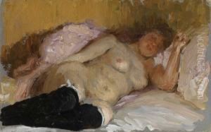 The Artist's Wife Natalia Nordmansleeping by Repin Iliya
