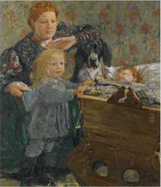 Portrait Of A Mother And Her Children In The Nursery - view 1