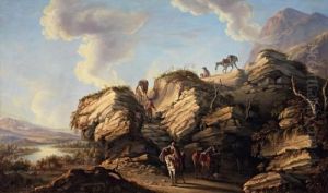 Paesaggio Roccioso Con Viandanti by Pandolfo Reschi