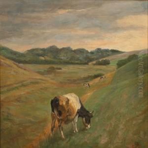 Landscape With Grazing Cows by Johannes Resen-Steenstrup