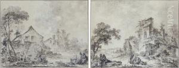 Courting Couples In A Wooded Landscape - view 1