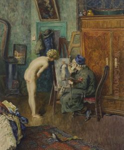 Atelierszene by Heinrich Rettig