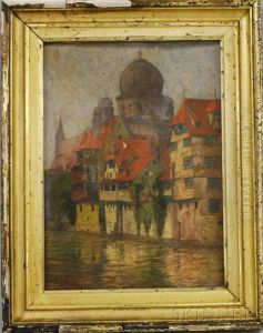 Houses On The 
Pegnitz River With A View Of Asynagogue