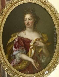 Portrait De Femme A La Robe Rouge by Gabriel Revel