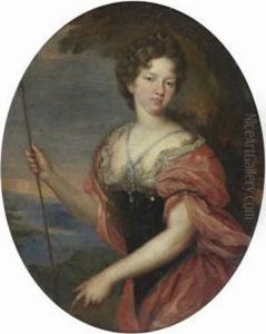 Portait De Femme En Diane Devant Un Paysage