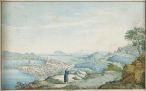 A View Of A Greek Coastal Village by Willey Reveley