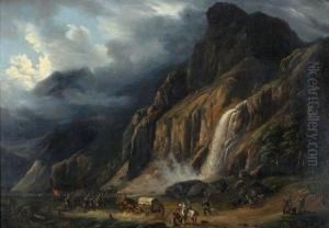 Entree Des Troupes Genevoises En Valais Par La Cascade De Pissevache En Automn3e