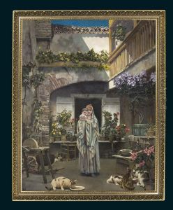 Junge Orientalin Mit Sohn Im Innenhof by Oscar Rex
