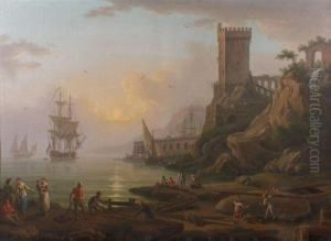 < Scene De Port Mediterraneen >. by Philippe Rey