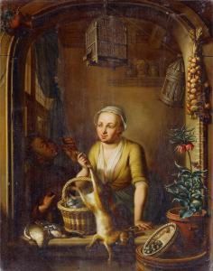 Frau In Nische Mit Totem Hasen.