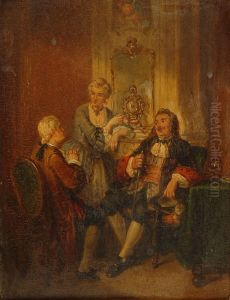 Interior Scene With Figures by Hendricus Engelbertus Reijntjens
