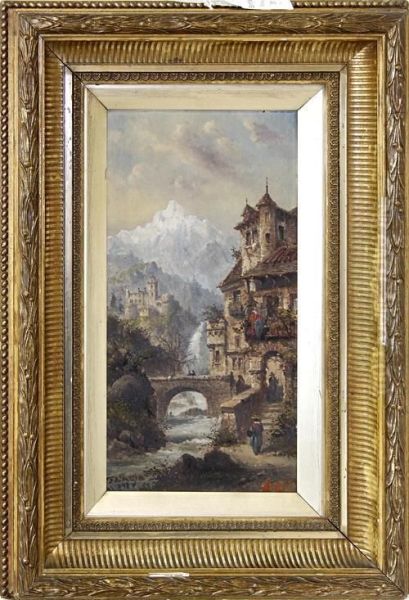 View Of A Alpine Town With A Bridge In The Foreground - view 1