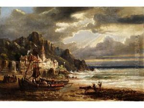 Abendliche Kustenlandschaft Beisturmischer Brandung - view 1