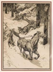 "outnumbered: A Horse Flying Like The Wind." by Louis John Rhead