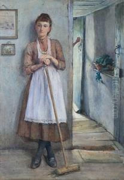 A Maid Sweeping - view 1