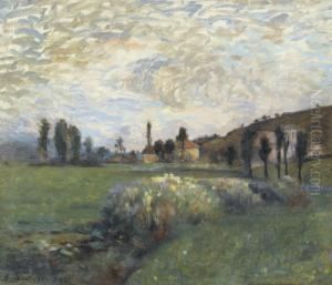 Fruhlingshafte Landschaft Mit Einem Dorf by Louis Rheiner