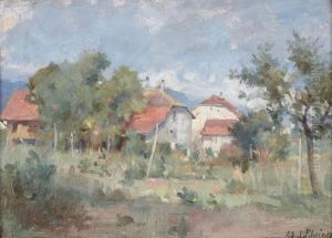 Sommerliche Landschaft Mit Bauernhausern
