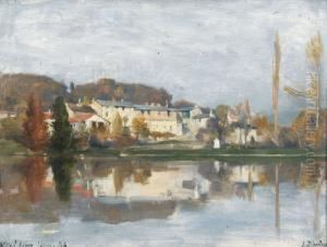 Uferpartie Mit Ansicht Von Ville-d'avray by Louis Rheiner