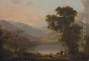A View In The Lake District by Joseph Rhodes