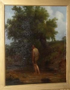 Boy Fishing In A Stream by Joseph Rhodes