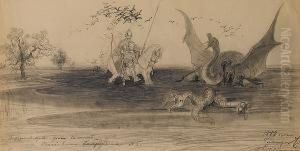 Dobrynja Nikitich And The Dragon Goryntch by Andrey Petrovich Riabushkin