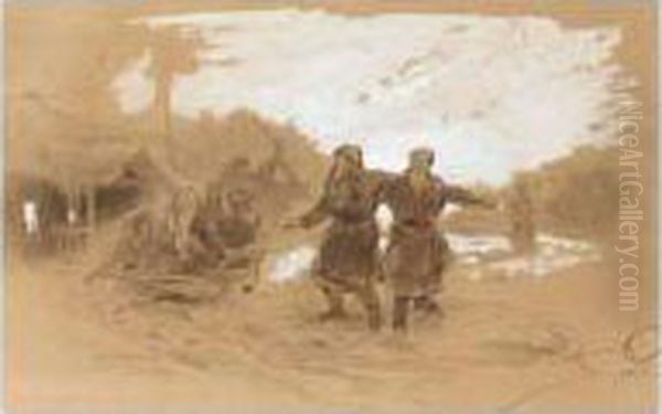 Two Muzhiks Startled By A Racing Troika - view 1